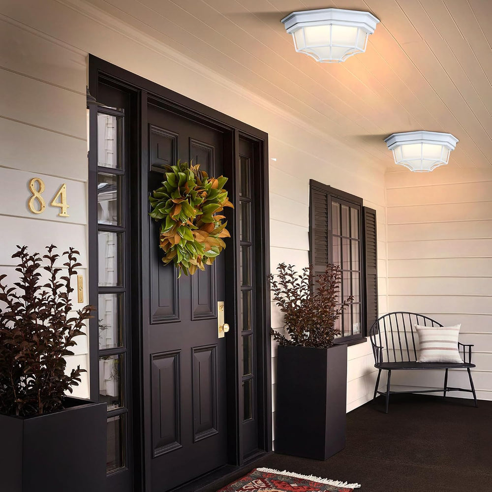 10.5” White LED Close to Ceiling Light for Basement Garage Light Octagonal Wh...