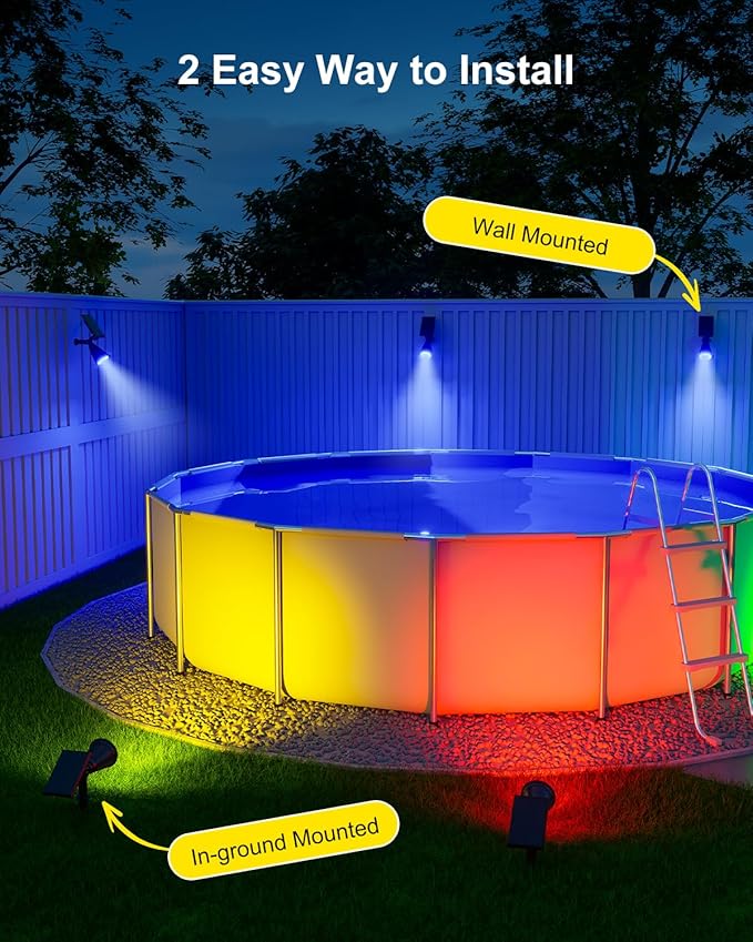 2 Pack Color Changing Solar Spotlights Outdoor