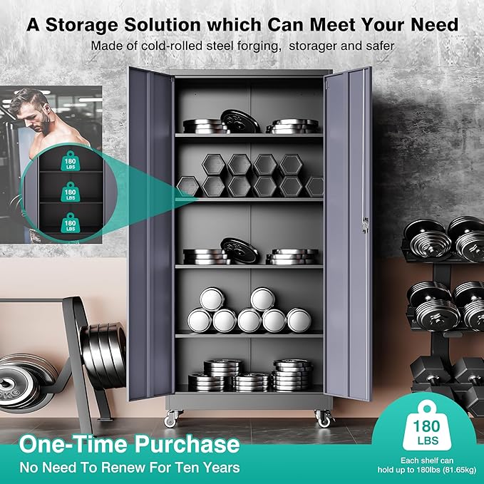 SISESOL 75" Tall Metal Storage Cabinet