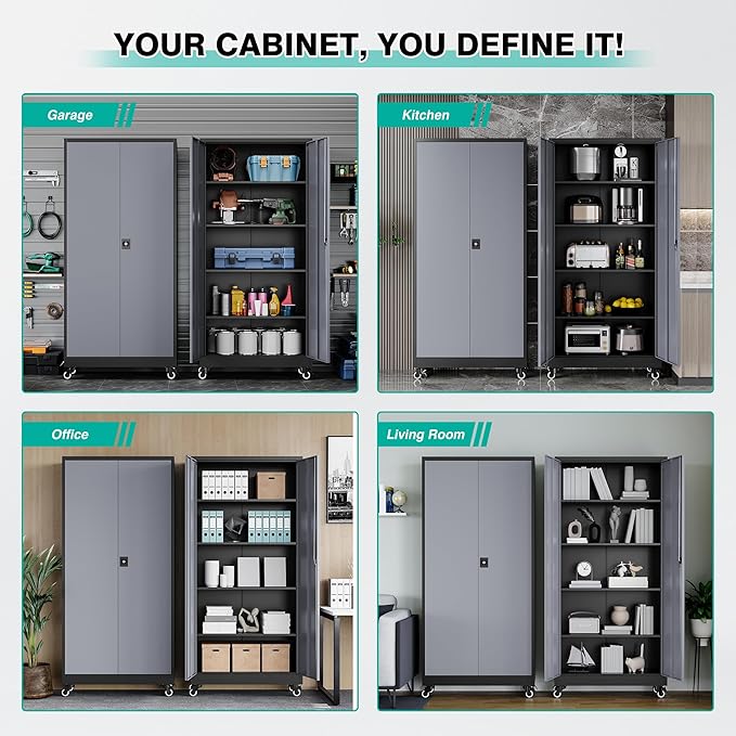 SISESOL 75" Tall Metal Storage Cabinet