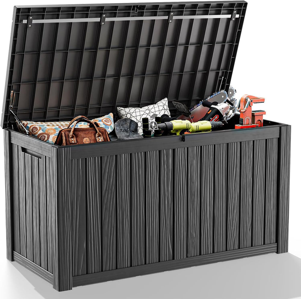 180 Gallon Outdoor Storage Box, Resin Deck Boxes Waterproof, IndoorOutdoor Bi...