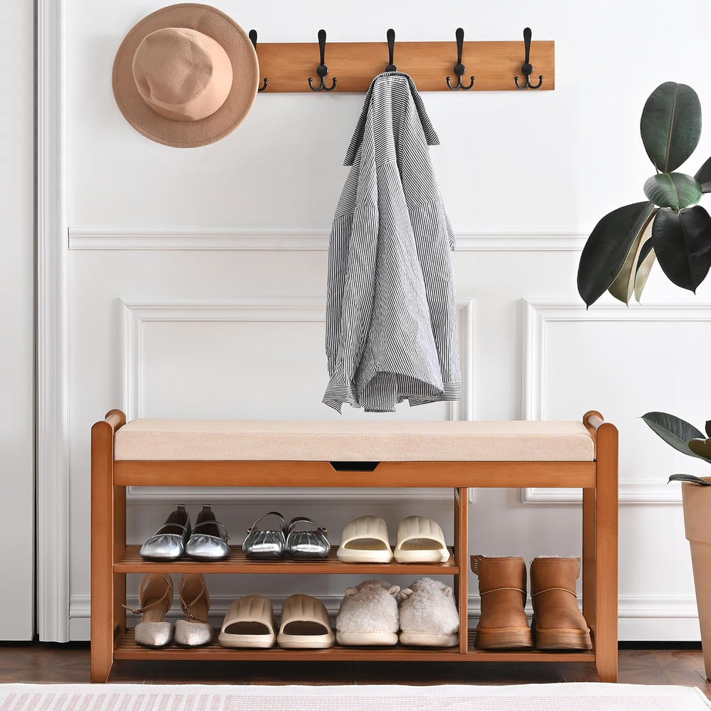 39.4in Shoe Bench with Coat Rack, Entryway Shoe Rack Organizer for Hallway