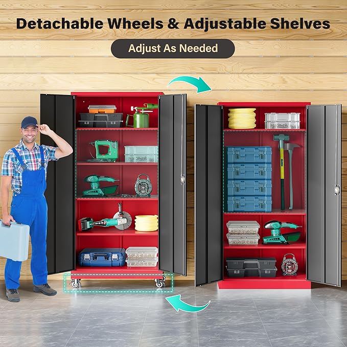 SISESOL 75" Tall Metal Storage Cabinet