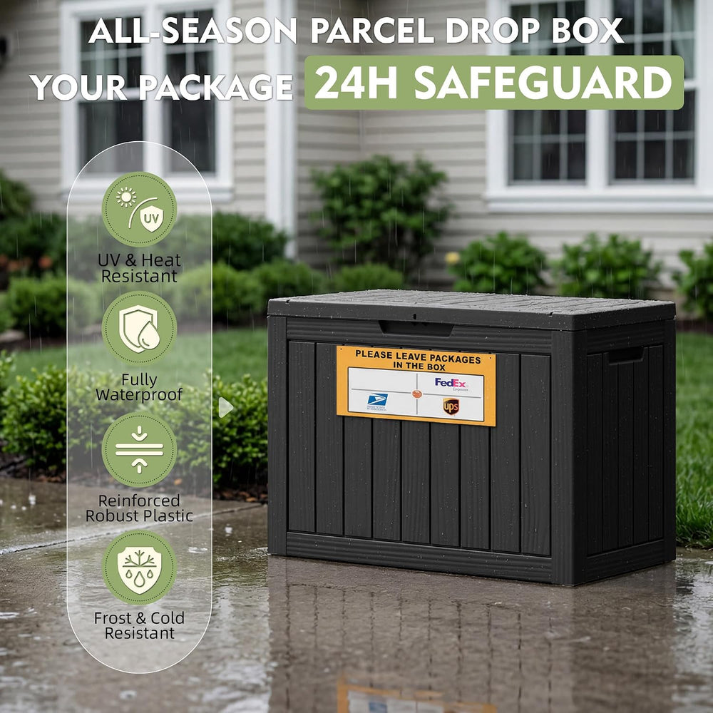 Package Delivery Box for Outside with Sign 50 Gallon (Matte Black)