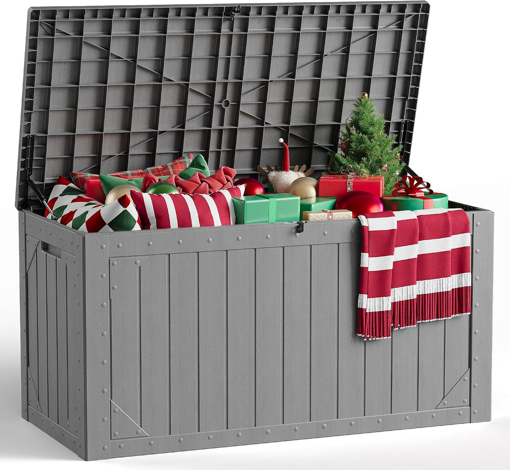 Outdoor Storage Box, 98 Gallon Deck Box, Outdoor Storage Bench, Waterproof Re...