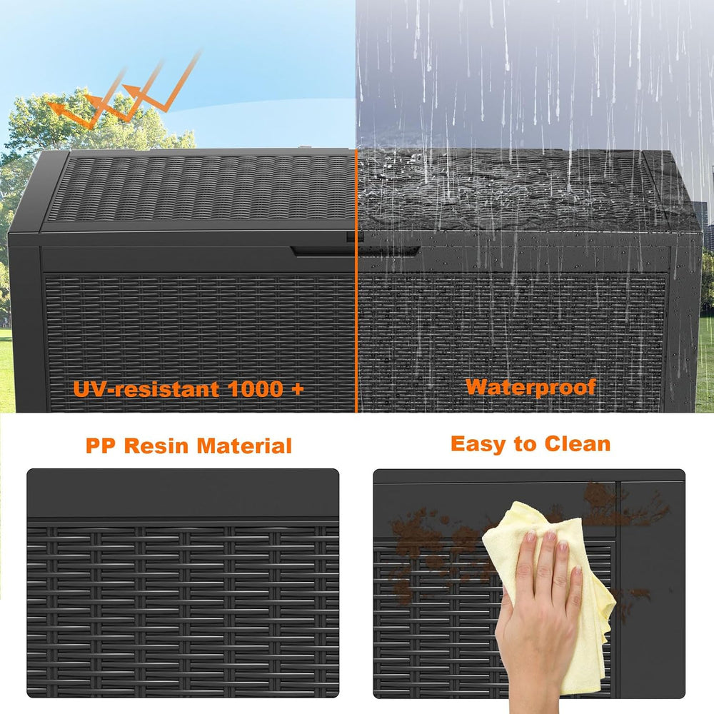 ROJIK Outdoor Storage Housing Deck Box - Waterproof Patio Furniture, Garden T...
