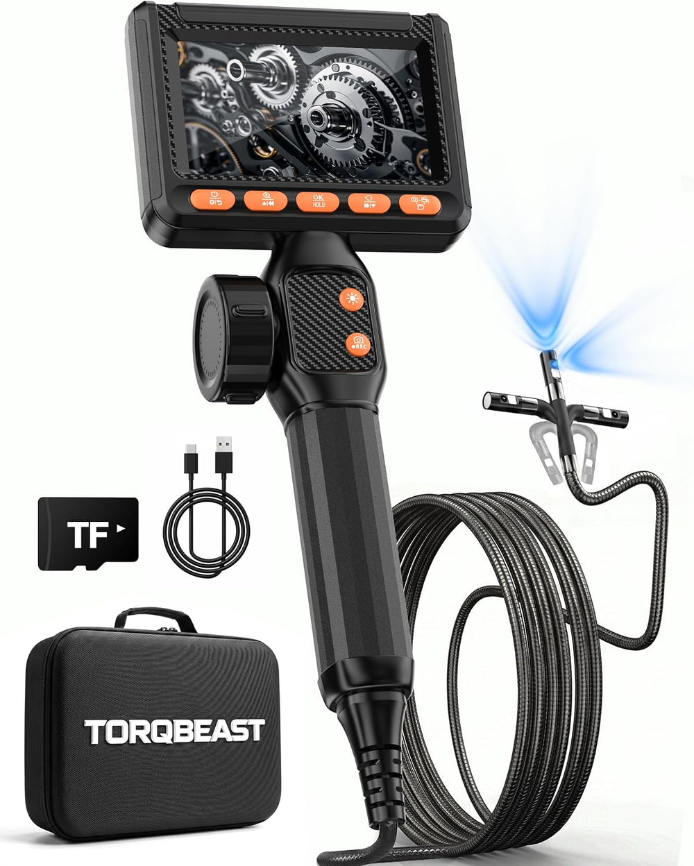 0.24“ Ultra-Slim Borescope, Two-Way&Dual Lens Endoscope,1080P Borescope C...
