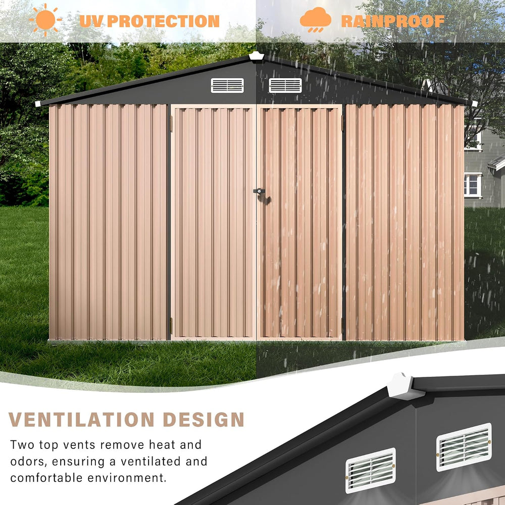 6x8 FT Metal Storage Sheds Outdoor, Metal Tool Shed with Lockable Door, Metal...
