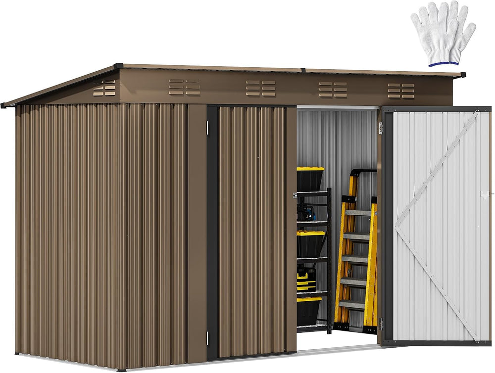DWVO 9x4ft Large Outdoor Storage Shed with Lockable Doors & Air Vent