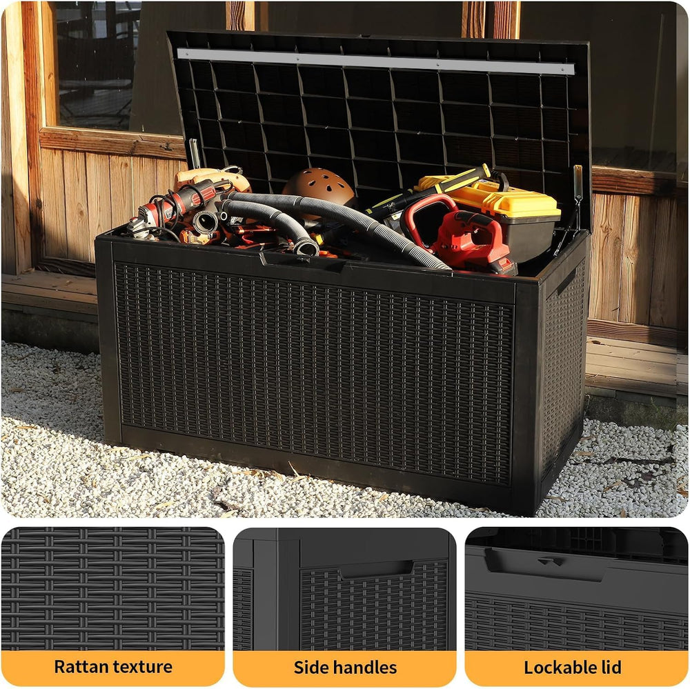 ROJIK Outdoor Storage Housing Deck Box - Waterproof Patio Furniture, Garden T...