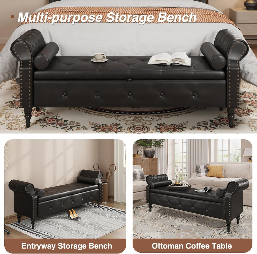 FiveWillowise 65 Inch End of Bed Storage Bench for Bedroom,King Size Bed