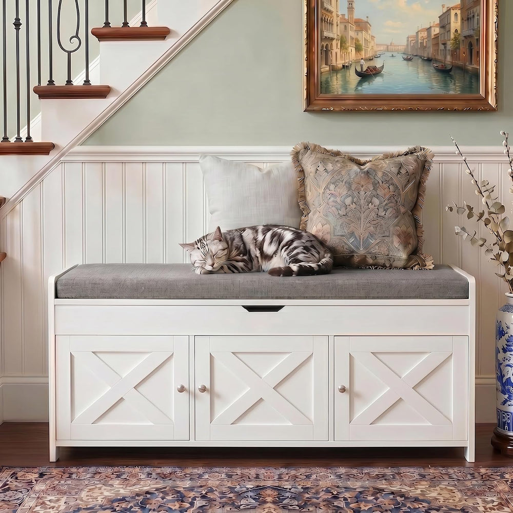 Marsail Shoe Storage Bench with Seating, Farmhouse Entryway Bench with Shoe S...