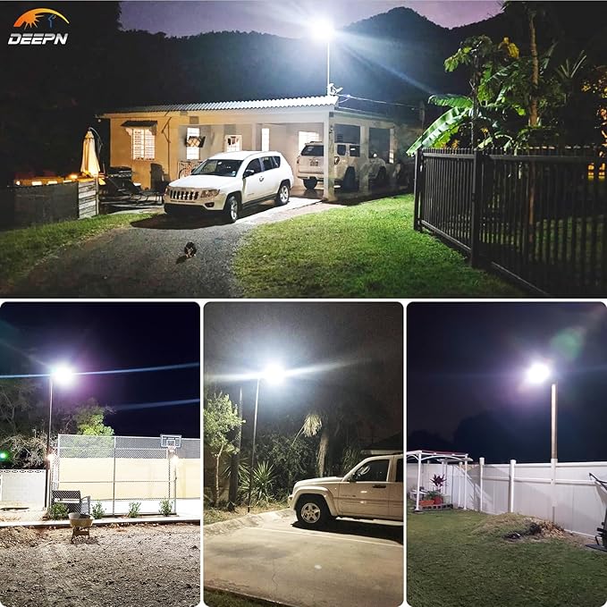 Deepn Solar Street Light 12000W Aluminum Commercial Grade Solar Parking Lot