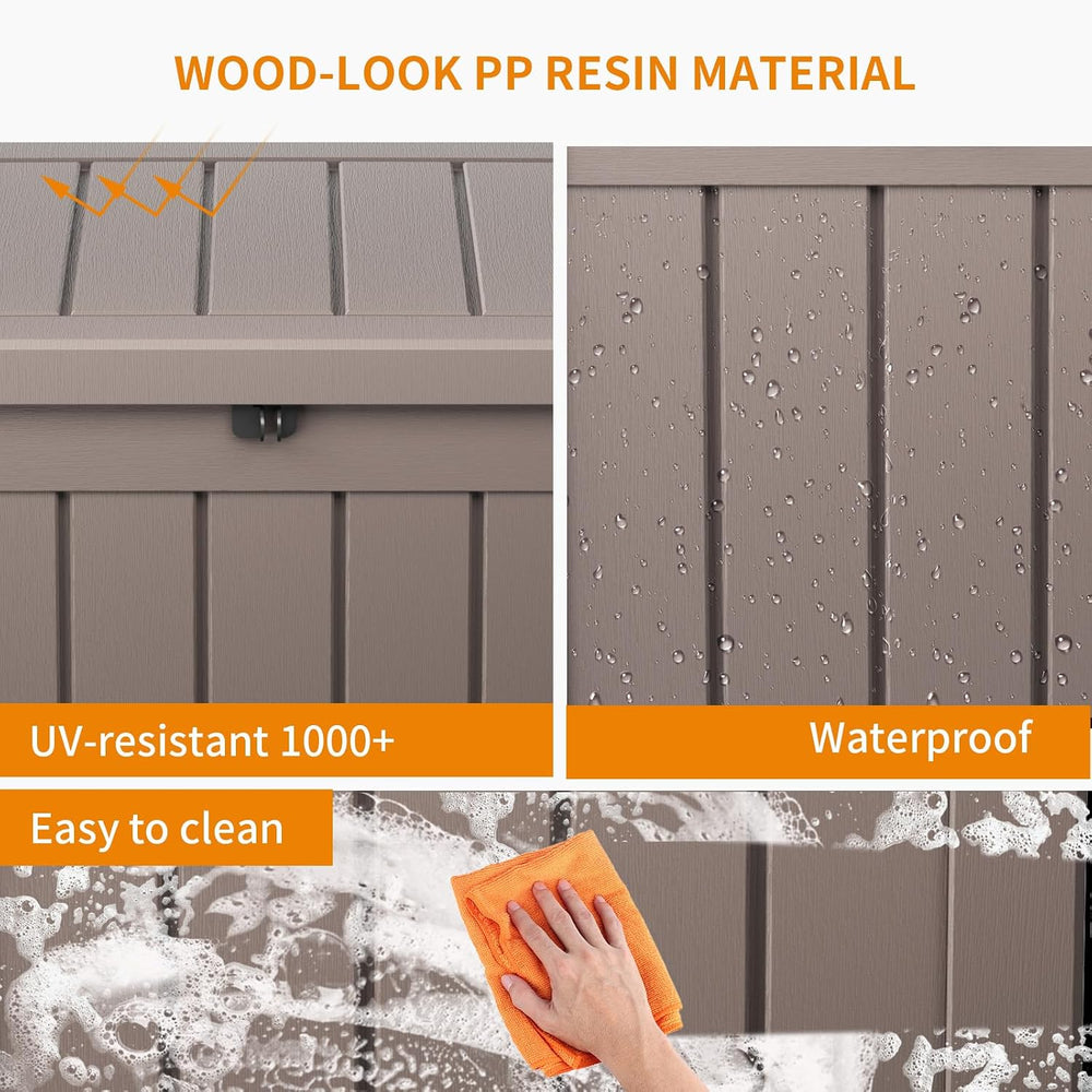 Vixzen Outdoor Storage Deck Box Waterproof Resin Lockable Outside Bench Porch...
