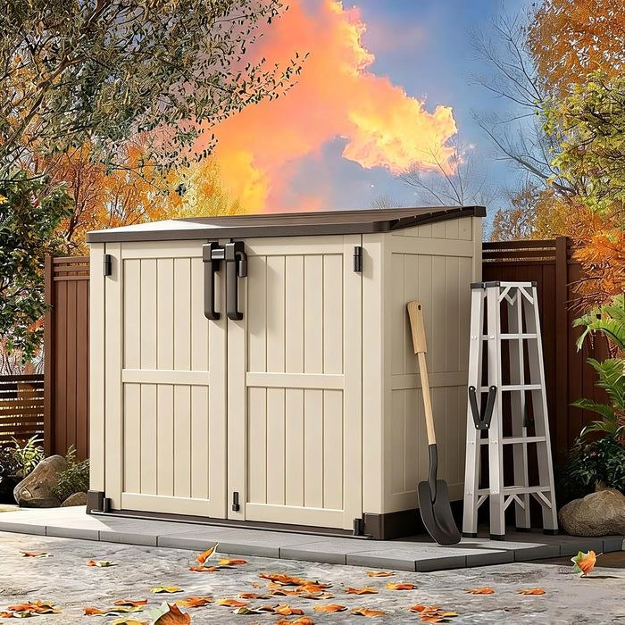 Horizontal Outdoor Storage Cabinet Box 36 Cu Ft with Lockable Doors, Outdoor Storage Shed Portable Waterproof for Backyard Garden