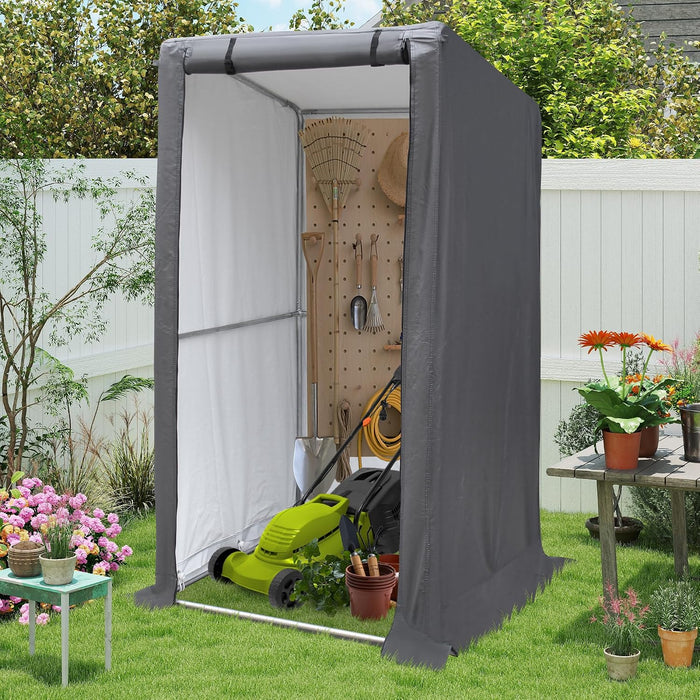 3x3 Ft Outdoor Storage Shelter Shed, Waterproof Heavy Duty Storage Shed with Roll-up Zipper Door and Sloping Roof, Portable Storage Tent for Tool Shed, Bike, Gray