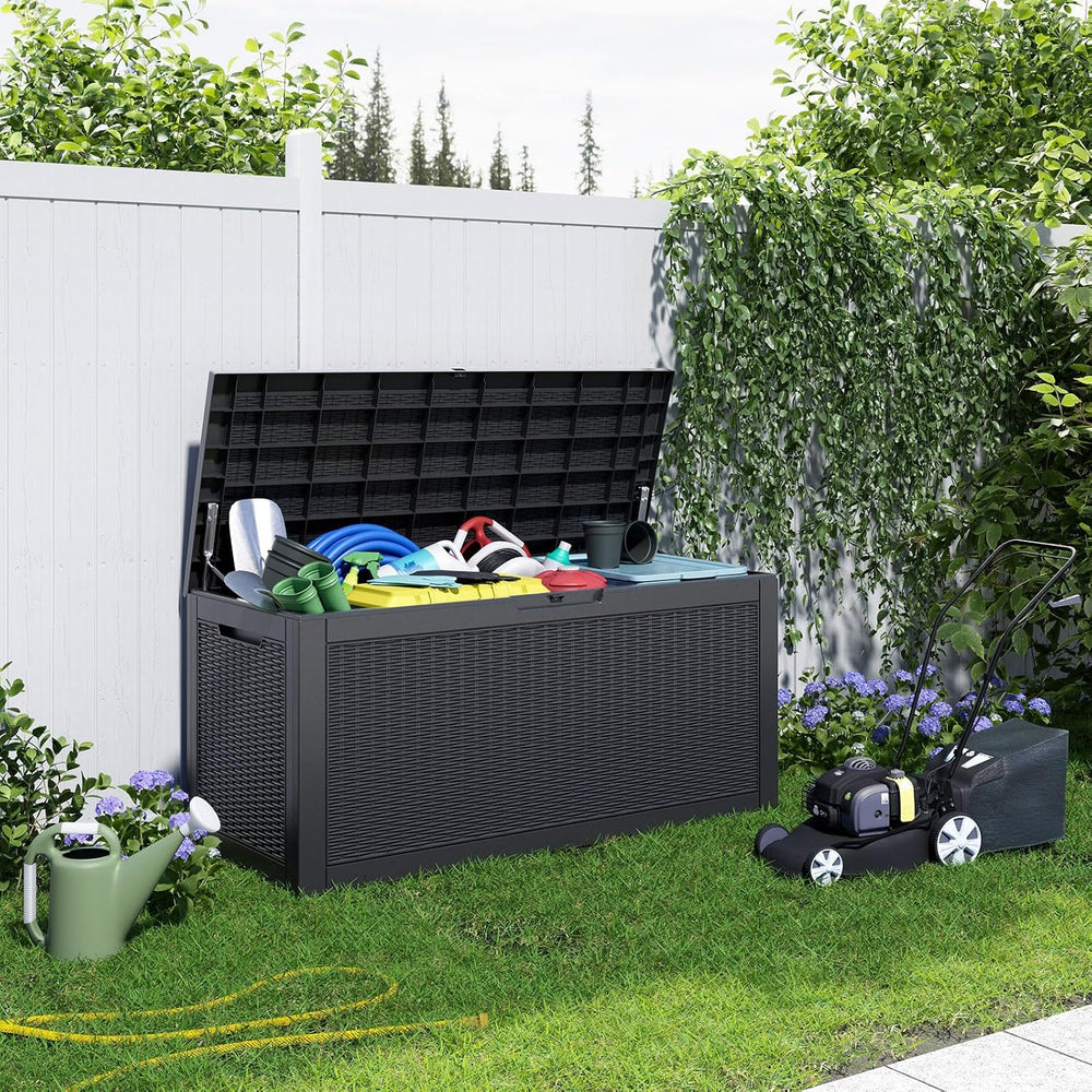 101 gallon Resin Deck Box, Outdoor Storage Box, Waterproof UV Resistant Locka...