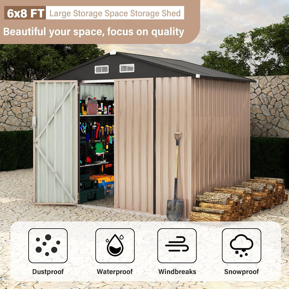 6x8 FT Metal Storage Sheds Outdoor, Metal Tool Shed with Lockable Door, Metal...
