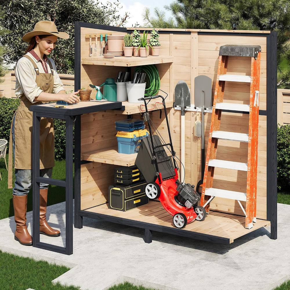 Jocisland Solid Wood Outdoor Stotage Cabinet Shed, 5.15x2.75 FT