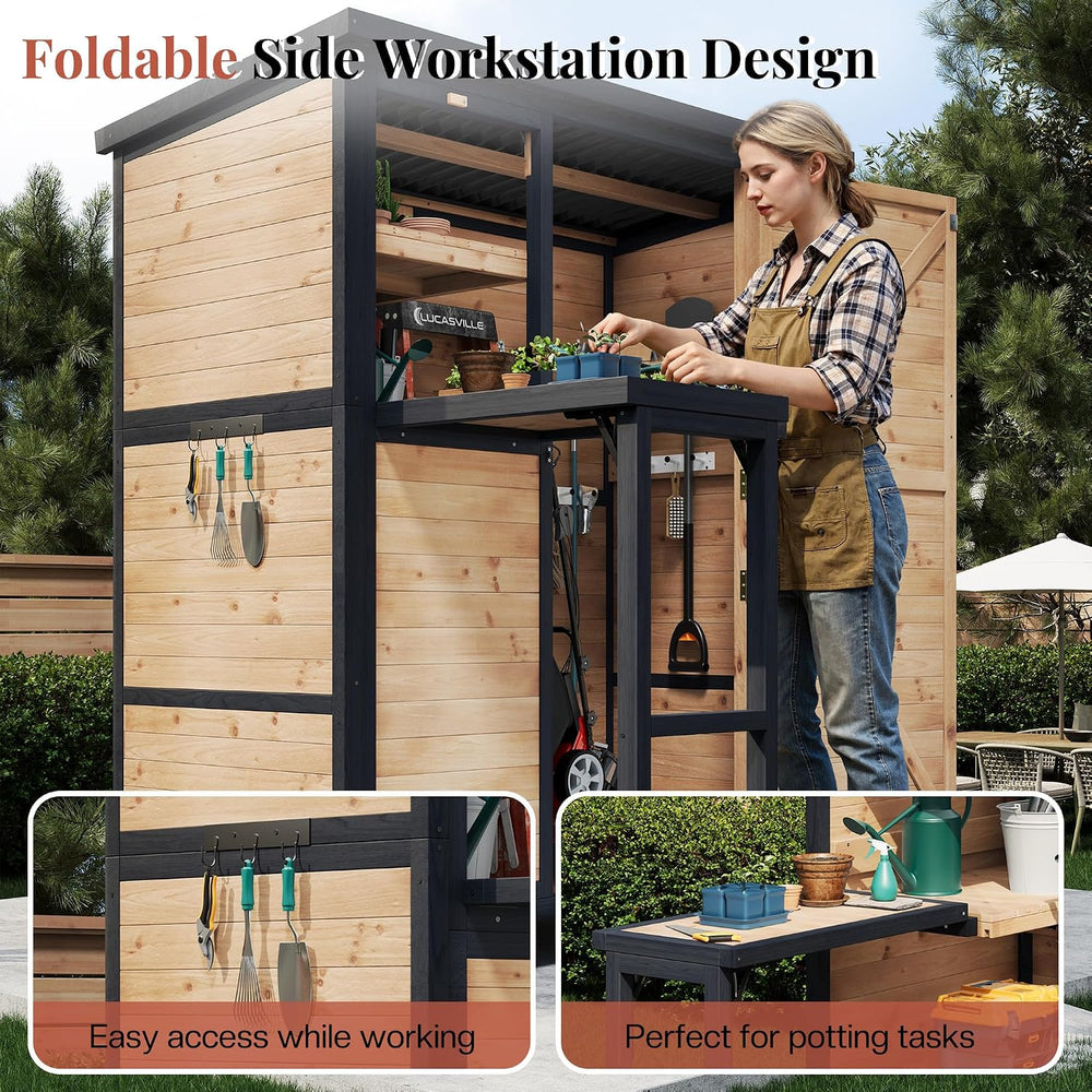 Jocisland Solid Wood Outdoor Stotage Cabinet Shed, 5.15x2.75 FT