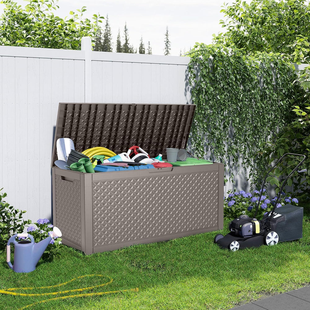 121 Gallon Outdoor Storage Box - Deck Box Waterproof Patio Furniture, Garden ...