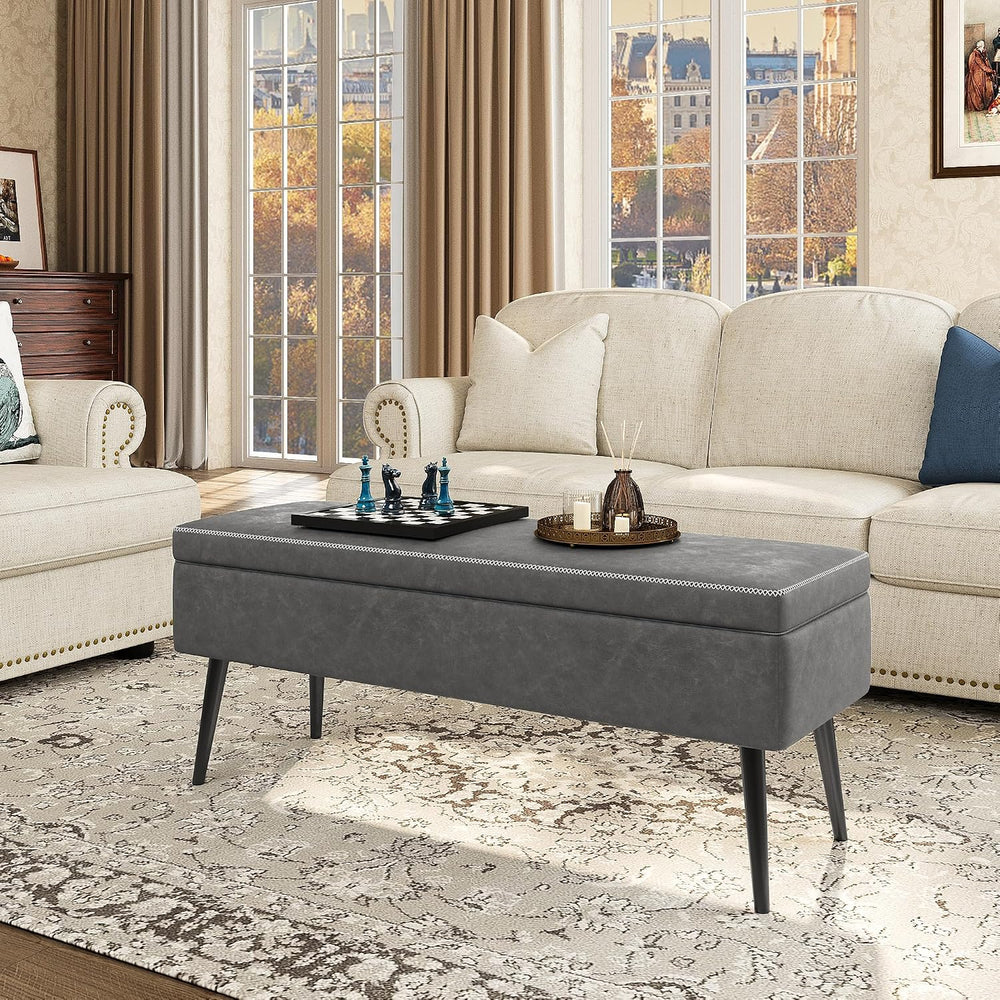 IDEALHOUSE Storage Ottoman Bench, Ottoman Foot Rest, Mid-Century Modern, Stit...
