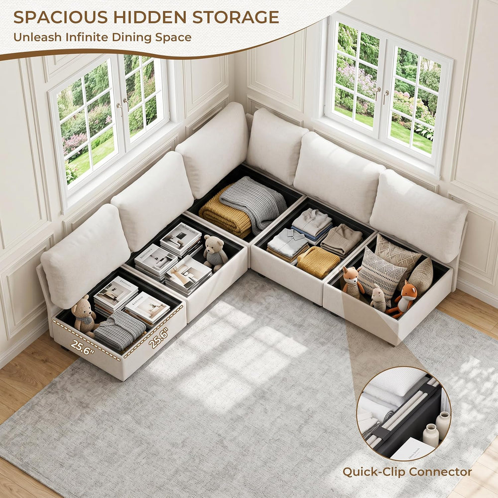 Breakfast Nook Bench with Storage, 5 Seats Modular Corner Banquette Seating