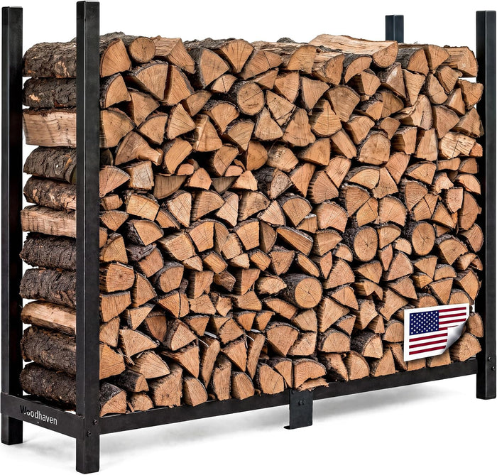 Woodhaven 6-Foot Black Raised Firewood Rack, 1/3 Cord w/o Cover|Made in USA
