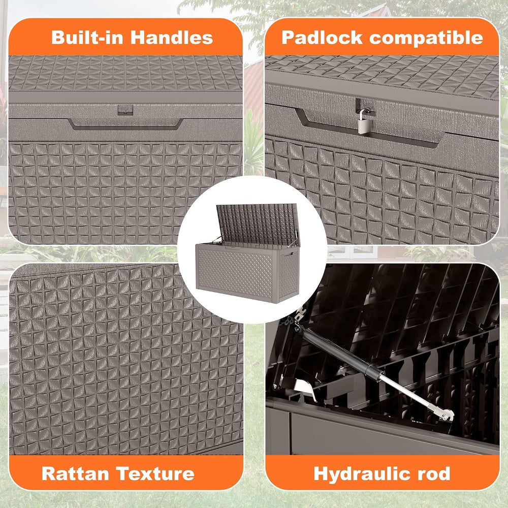 121 Gallon Outdoor Storage Box - Deck Box Waterproof Patio Furniture, Garden ...