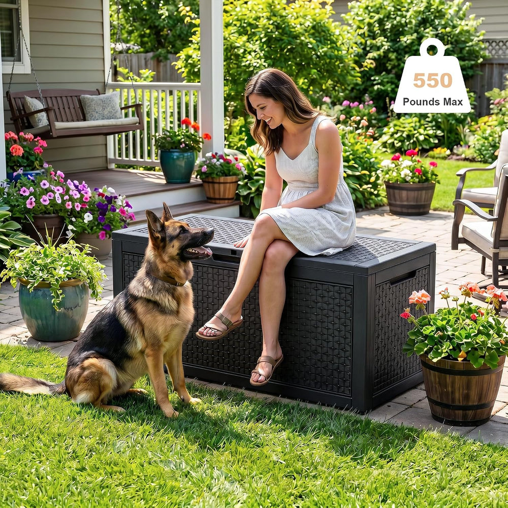 EasyUp 110 Gal Waterproof Outdoor Storage Box UV Resistant Deck Box