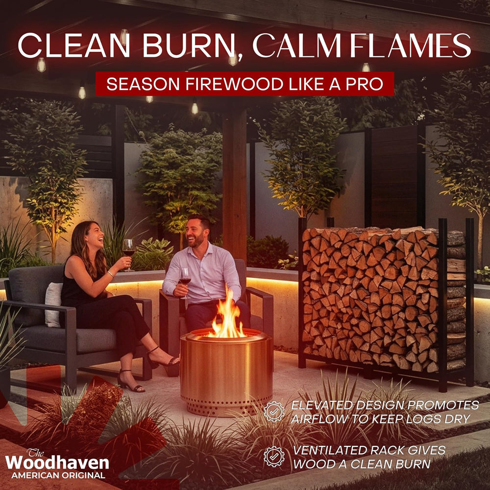 Woodhaven 6-Foot Black Raised Firewood Rack, 1/3 Cord w/o Cover|Made in USA