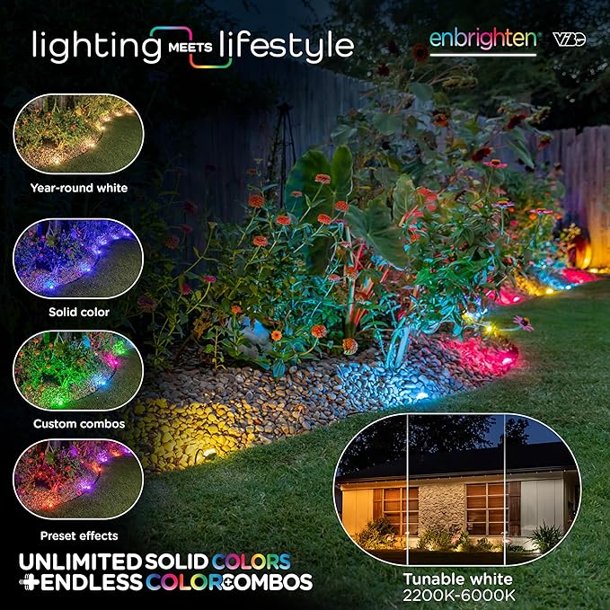 Enbrighten Vibe Eternity Garden Lights, 12 RGBWIC LEDs, Waterproof, Outdoor