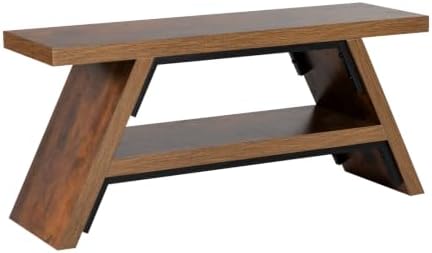 2-Tier Shoe Storage Bench, 40" Solid Wood Entryway Stool Storage