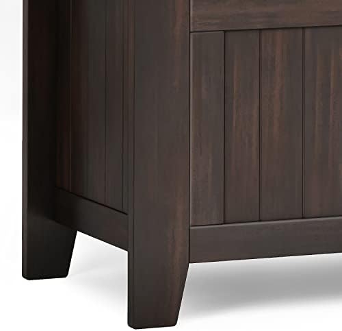 SIMPLIHOME Acadian Storage Bench and Shoe Cabinet Set in Brunette Brown