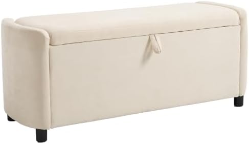 48" Ottoman with Storage, Large Storage Ottoman Bench, Beige