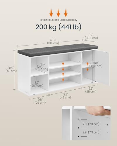 SONGMICS HOME Shoe Storage Bench, Snapsemble Superfast Assembly