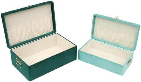 HofferRuffer Velvet Storage Trunks with Wood Frame, Set of 2 Storage Chests w...