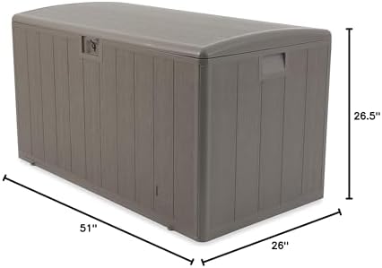 Plastic Development Group Outdoor Deck Box, Soft Close, Driftwood, 130 Gal