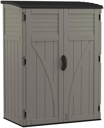 Suncast 54 Cu Ft Medium Vertical Storage Shed, Stoney, Made in USA
