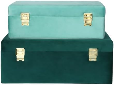 HofferRuffer Velvet Storage Trunks with Wood Frame, Set of 2 Storage Chests w...