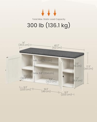 SONGMICS HOME Shoe Storage Bench, Snapsemble Superfast Assembly
