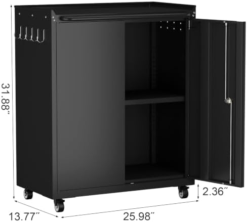 GREATMEET Garage Storage Cabinet with Wheels, Mobile Rolling Tool Cabinet
