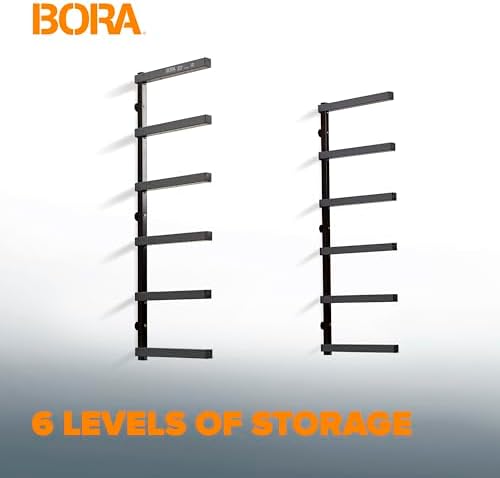 BORA Wood Rack, 6-Level Wall Mount Lumber Storage Rack for Wood Storage
