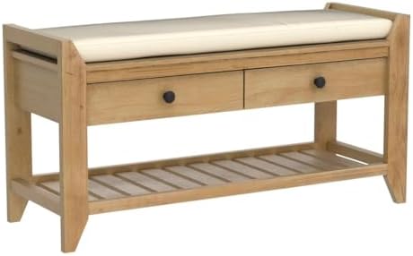Merax Classic Wood Entryway Bench with Shoe Storge Wood Bench for Hallway Fro...
