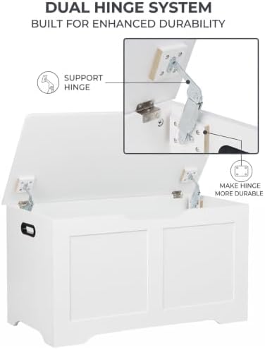 Timberer 31.5" Storage Chest with 2 Safety Hinges, Wooden Storage Trunk