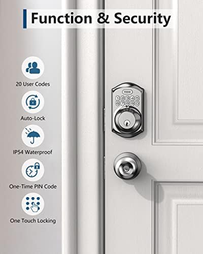 TEEHO TE001 Keyless Entry Deadbolt with Keypad for Front Door, Satin Nickel