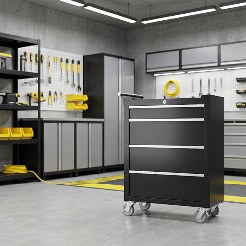 Rolling Tool Chest, 4-Drawer Tool Storage Cabinet, Tool Box with Wheels, Lock...