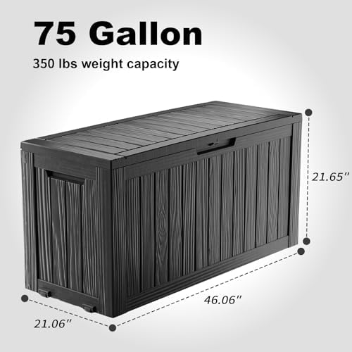 75 Gal Lockable Outdoor Storage Box Waterproof Deck Box
