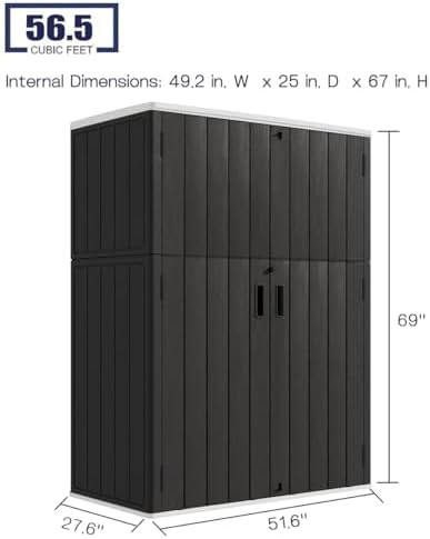 KINYING Outdoor Storage Cabinet Waterproof, 57 Cu.ft Resin Vertical Outdoor S...