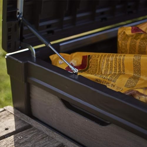 Keter Brushwood Outdoor Storage Deck Box,120 Gallon, Brown